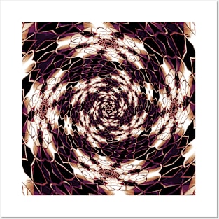 Brown Boho Trippy Hippie Flowers Posters and Art